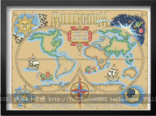 DMC self-equipped cross-stitch kit Magellan nautical chart world map seafaring map send boyfriend children