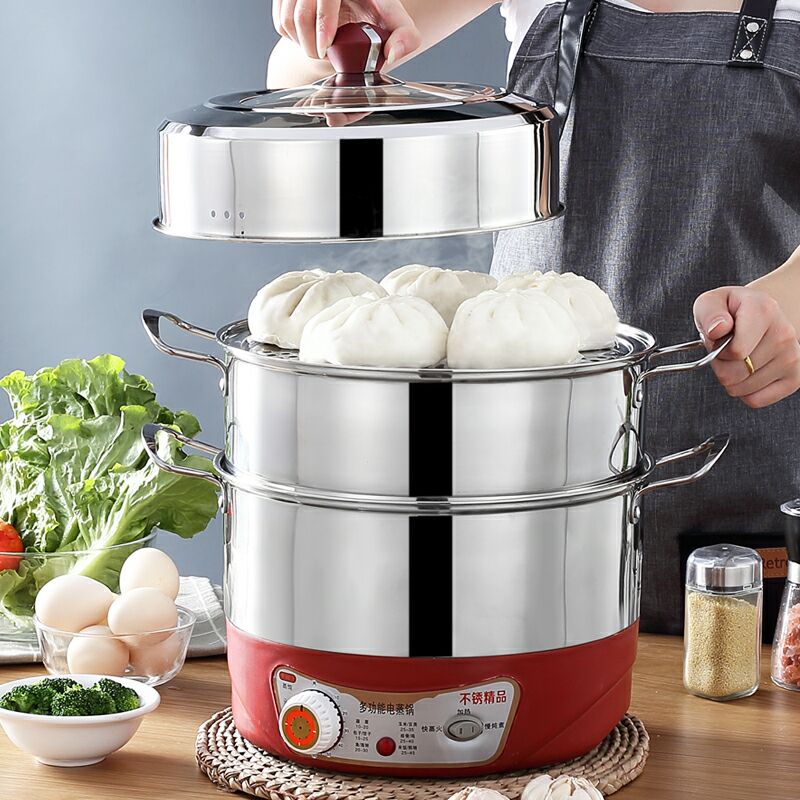 MaoTeng steamer high-capacity electric steamer multi-functional household three-layer multi-layer plug-in steam steamer steamer buns