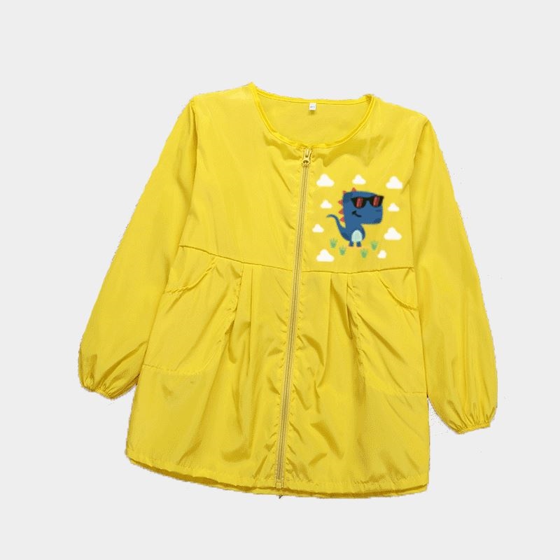Childrens hood long-sleeved waterproof apron to eat kindergarten in the big childrens art class painting anti-dressing custom LOGO