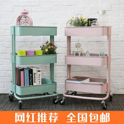 Mobile wheeled beauty cart barber shop multi-function tool car family trolley restaurant to organize the shelf