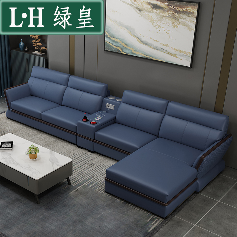 Nordic creative leather sofa head layer cowhide combination small family living room light luxury modern Italian solid wood 1 plus 2 plus expensive