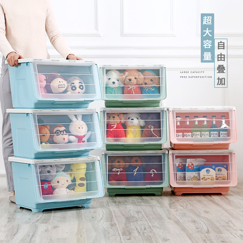 Hippo-style toy storage box plastic transparent kitchen storage box in front of the door childrens snack storage box finishing box