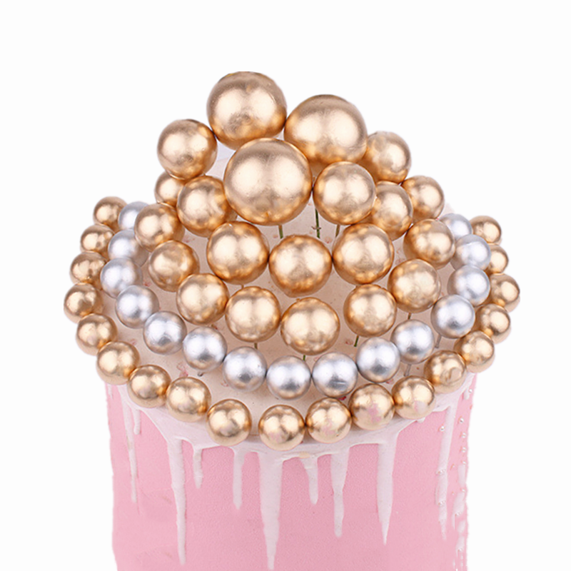 Ins Golden Ball Silver Ball Baking Cake Decoration Pink Ball Blue Ball White Ball Yellow Ball Plug-in Party Decorated with 10 outfits