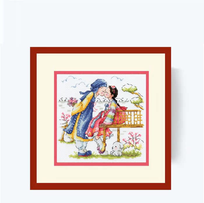 DMC comes with a cross-stitch kit SODA SO-3145 pre-flower kiss Korean dress couples seven-night gift