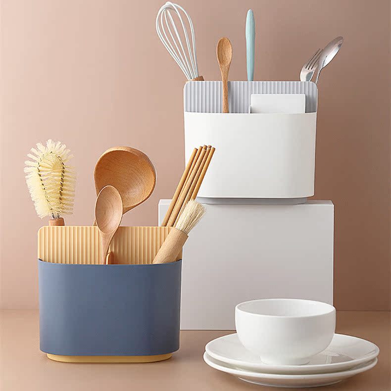 Chopstick barrel chopstick cage household multi-functional chopsticks tableware storage box removable leaching chopsticks rack solid color storage