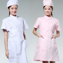 Special summer dress white pink nurse clothes half-sleeved nurse clothes round collar long model and long sleeves