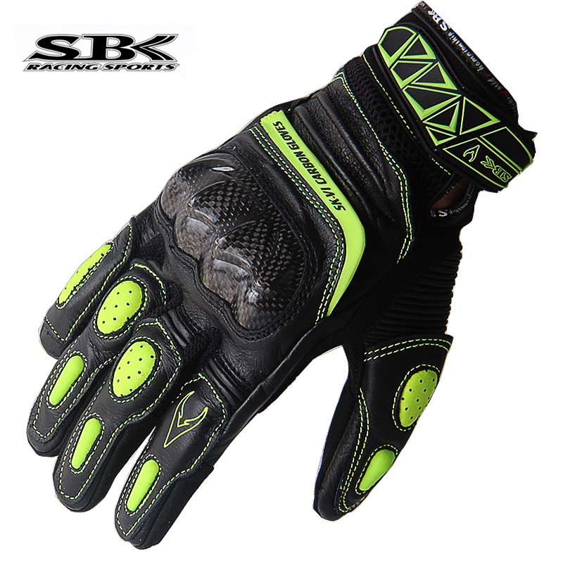 SBK Gloves Motorcycle Summer Locomotive Leather Gloves Carbon Fiber Anti-Breaking Breathable Knight Gloves