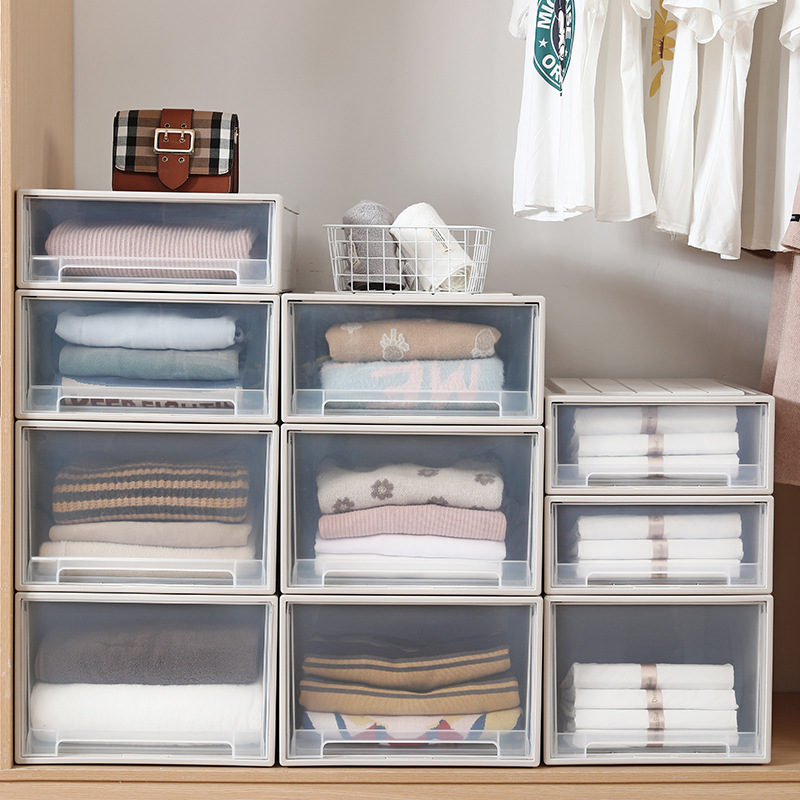 Home drawer-type storage box plastic transparent wardrobe storage box clothes finishing box clothes storage box storage cabinet