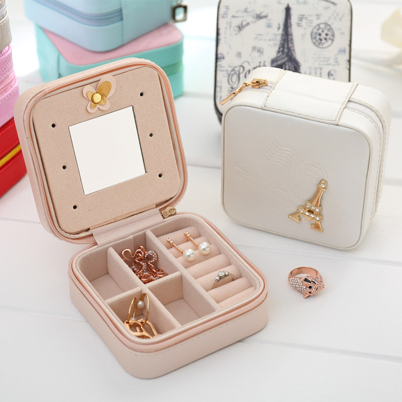 Portable jewelry collection box jewelry box high-grade imitation leather stud box pendant jewelry box jewelry collection box
