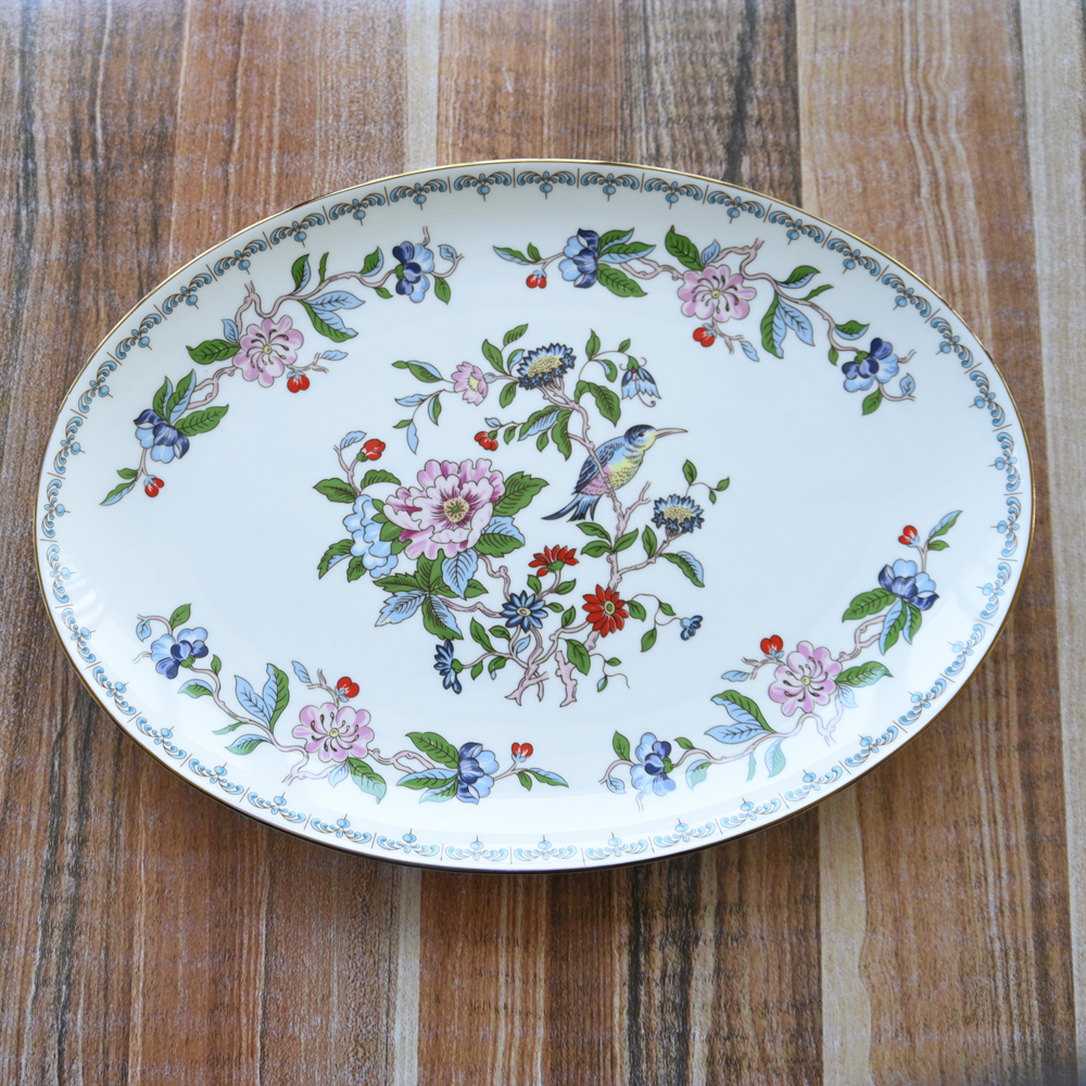 Rectangular plate 12.5 inch ceramic home dessert plate steamed fish plate dish dumpling plate sushi bone porcelain