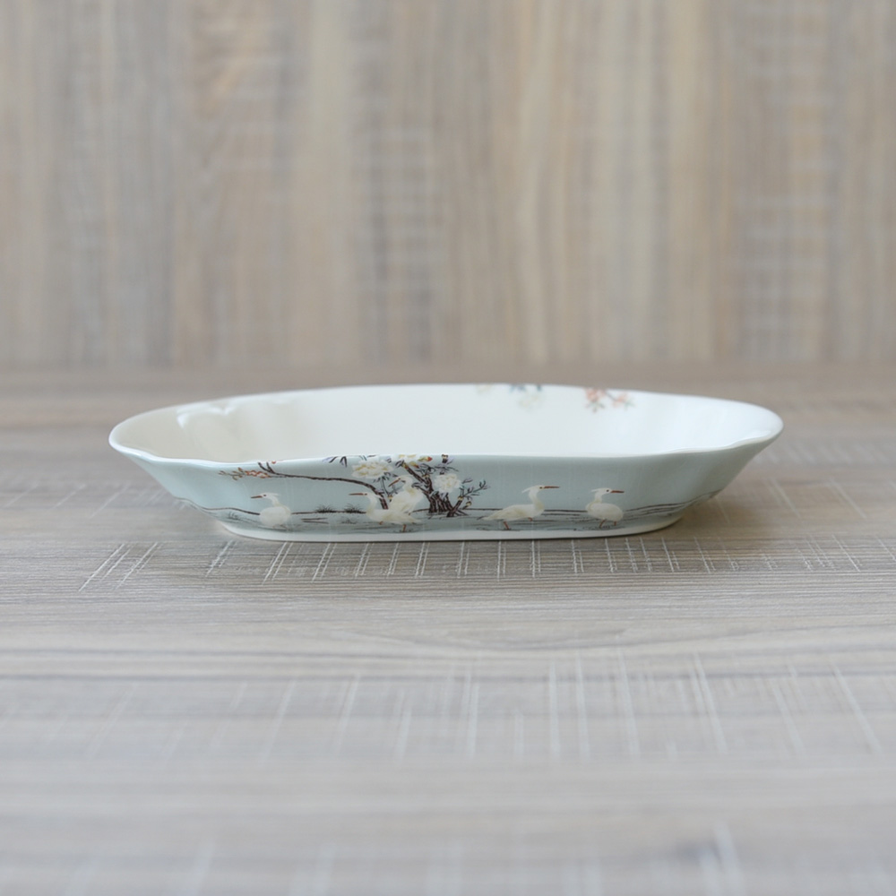 Home bone porcelain long plate snack plate fruit plate home dish cold dish salad plate