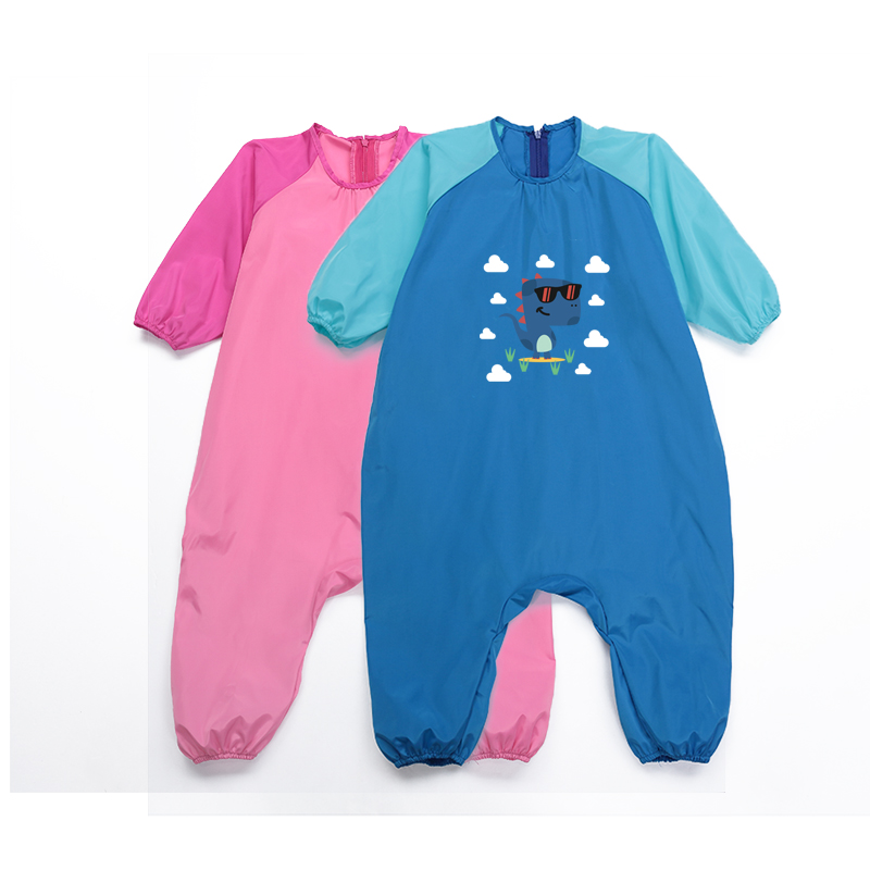 Creeping hooded baby princess waterproof spring childrens apron anti-dirty clothes fashionable jumpsuit