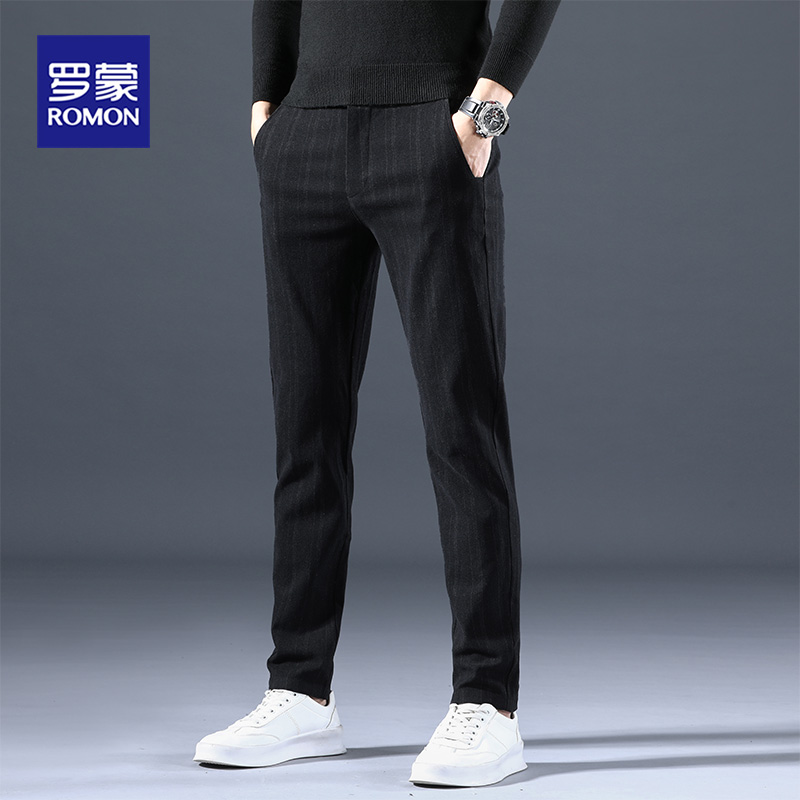 Lomond mens casual pants slimming trend long pants 2021 summer business straight pants Korean version of the 100-footed pants