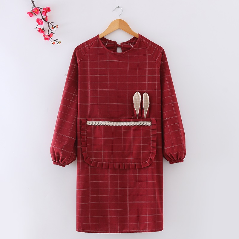 Hooded aprons back-dressing old-fashioned ladies cooking cleaning home half-body long-sleeve textile hotel cooking big