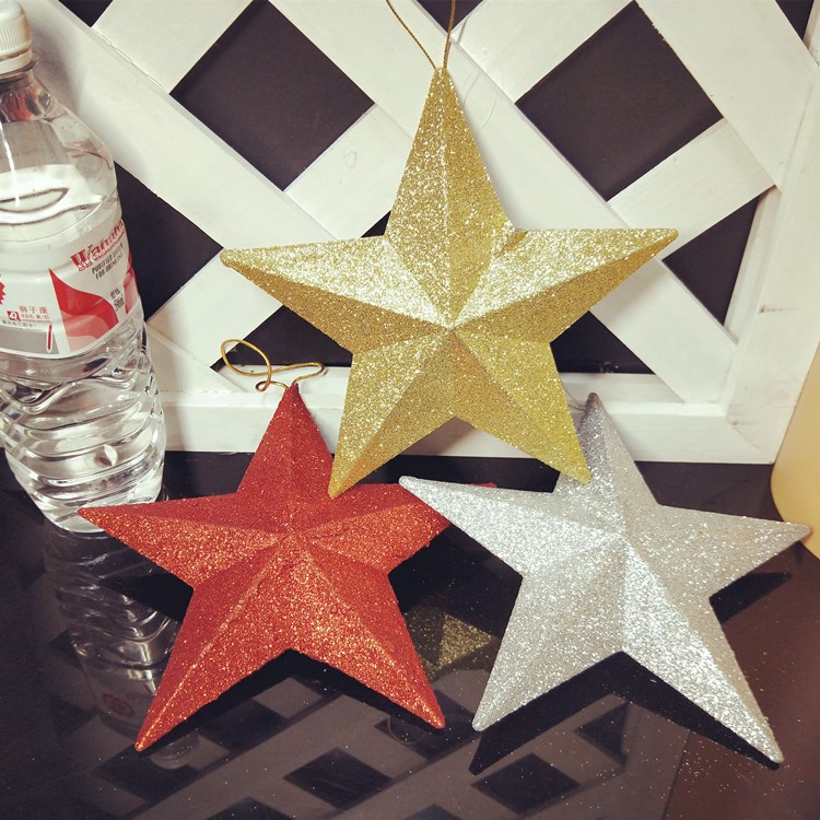 June 1 Childrens Day dance performance props five-pointed star gold star red gold pink silver Christmas decoration hanging star