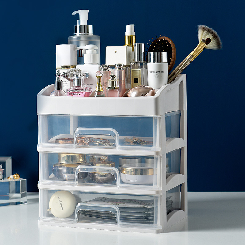 Small cosmetics storage box transparent drawer-style tabletop dresser dresser makeup box skin care products shelf