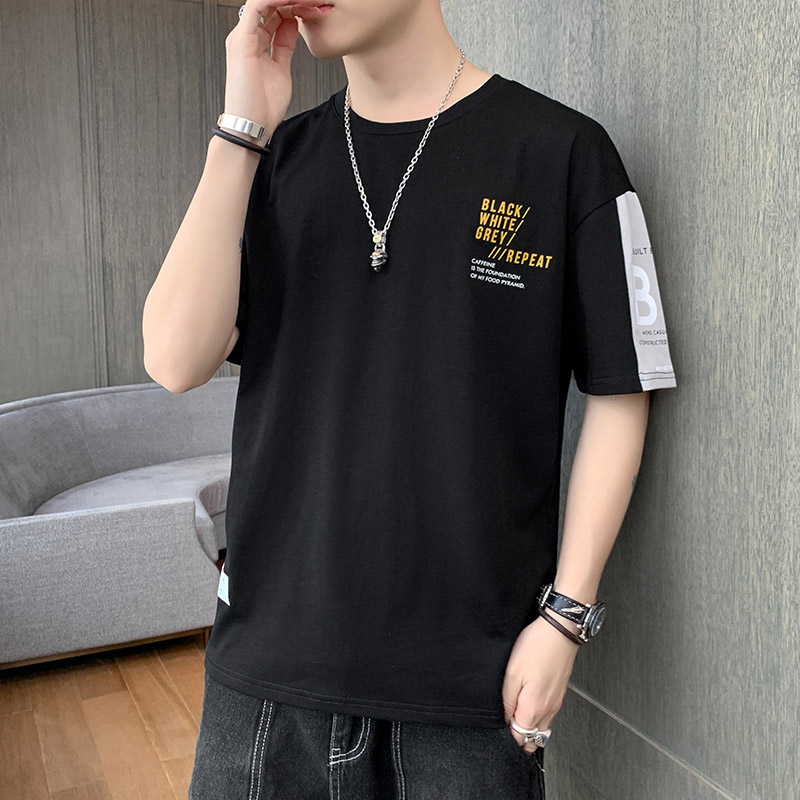 Pure cotton short-sleeved t-shirt mens summer trend with loose-fitting large-size bottom shirt 2021 new ins tide brand half-sleeves