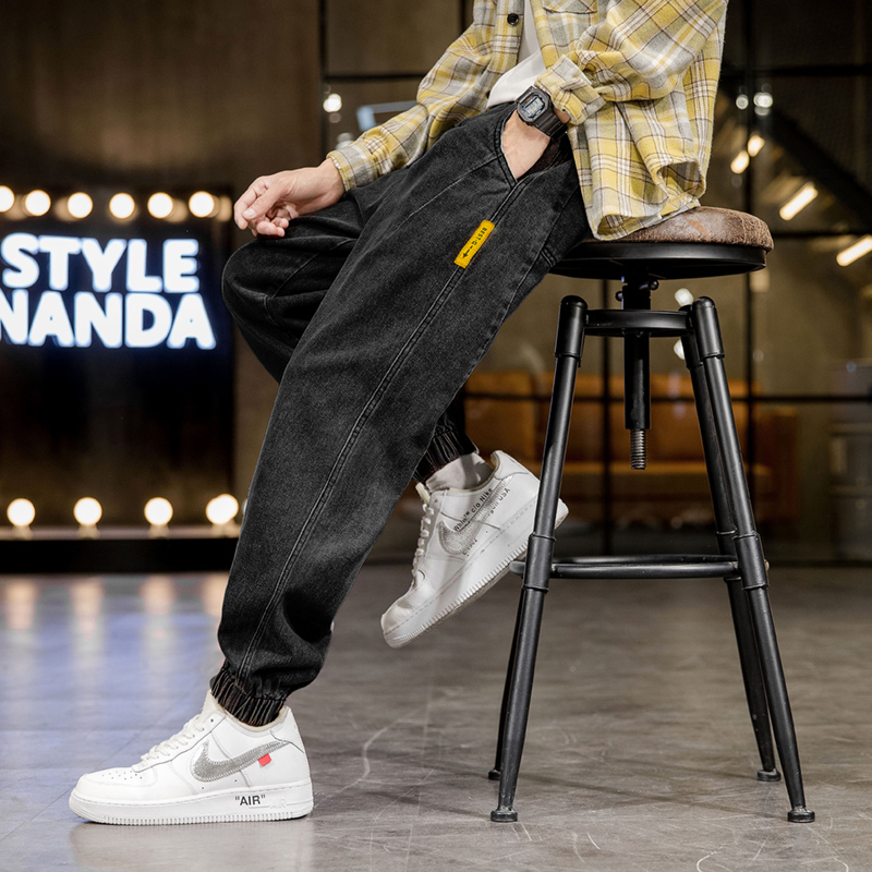 Jeans mens straight summer loose Korean version of the trend with nine-point pants 2020 new casual leggings