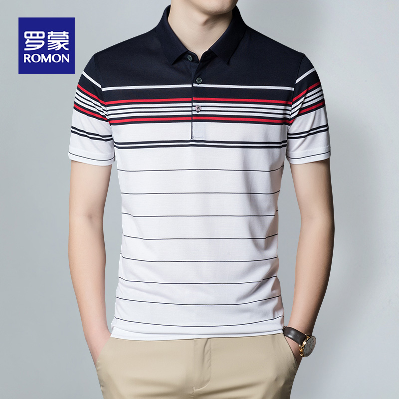 Lomond mens t-shirt trim mulberry silk high-end short-sleeved business half-sleeve fashion youth casual Polo shirt mens wear