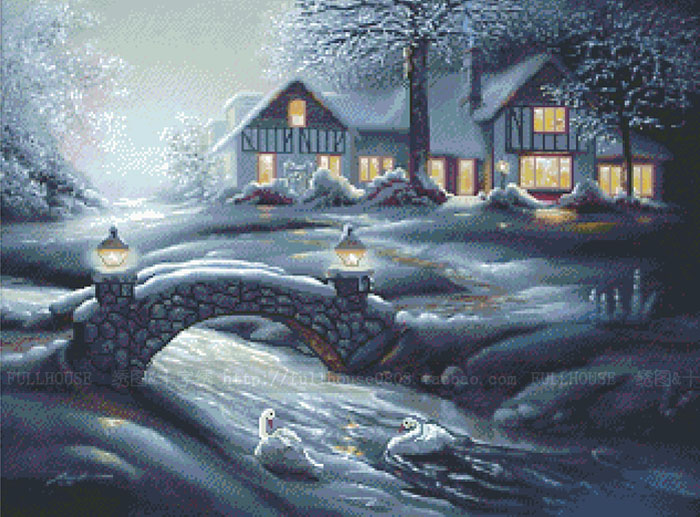 DMC self-matched cross-stitch kit snowy winter scenery world famous painting oil painting decoration painting full of embroidery