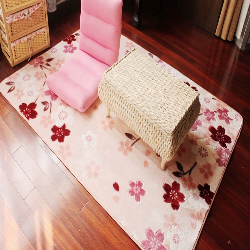时尚田园棕色樱花防滑儿童地毯沙发毯客厅卧室地毯沙发茶几地垫