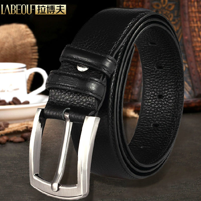 LABEOUF LaBov brand mens leather belt simple casual mens pure cow leather pin buckle business belt