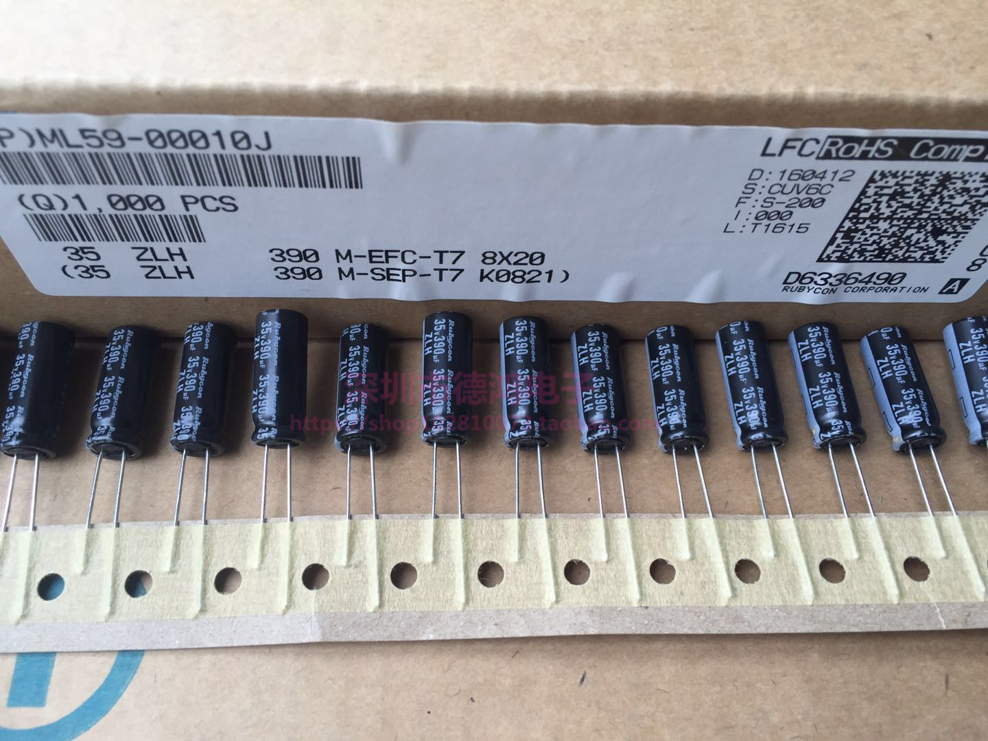 Imported original 35V390UF 8X20 Ruby ZLH Series 390UF35V high frequency long life