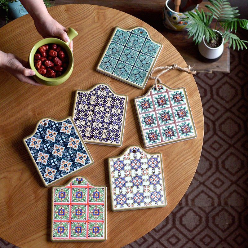 Moroccan-style memories of the old days ceramic mat pot mat plate insulation pad retro flower tableware mat