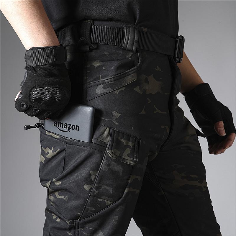 Executive men autumn and winter outdoor army fans waterproof pants IX7 tactical soft-shell pants grab velvet plus thick warm pants