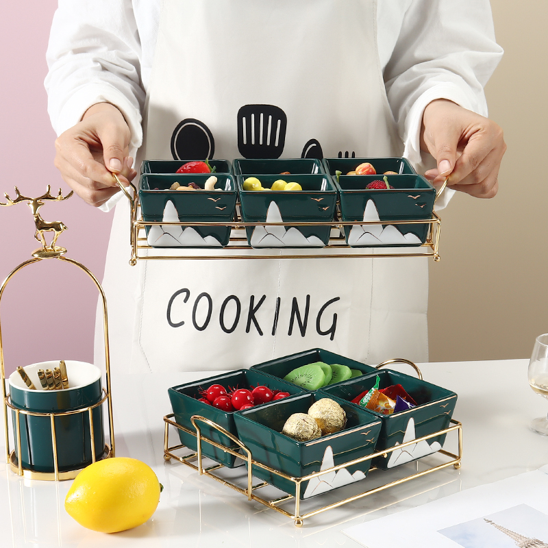 Nordic light luxury candy plate ceramic split dried fruit plate net red snack snack dish snack plate fruit platter home