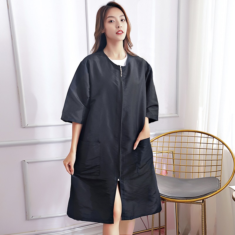 Hairdressing fashion workwear hooded apron long sleeves adult special high-waisted black plus small body