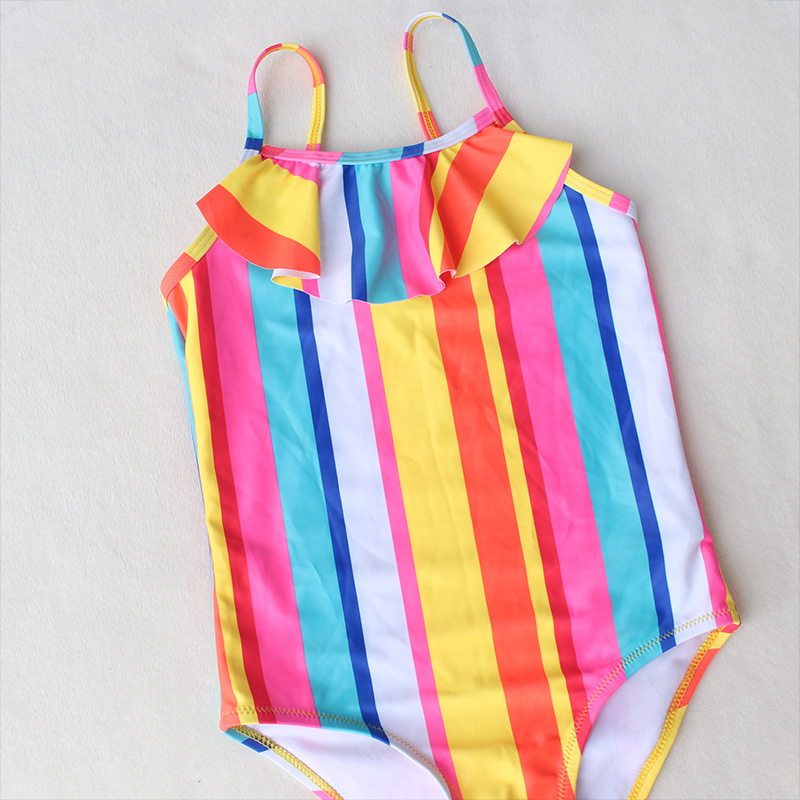 Girl swimwear fashion Europe and the United States single large and medium-sized childrens jumpsuit ins lace students swimming 4-14 years old