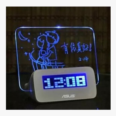 Asus multi-functional fluorescent message board lazy mute electronic alarm clock creative clock gift usb extension