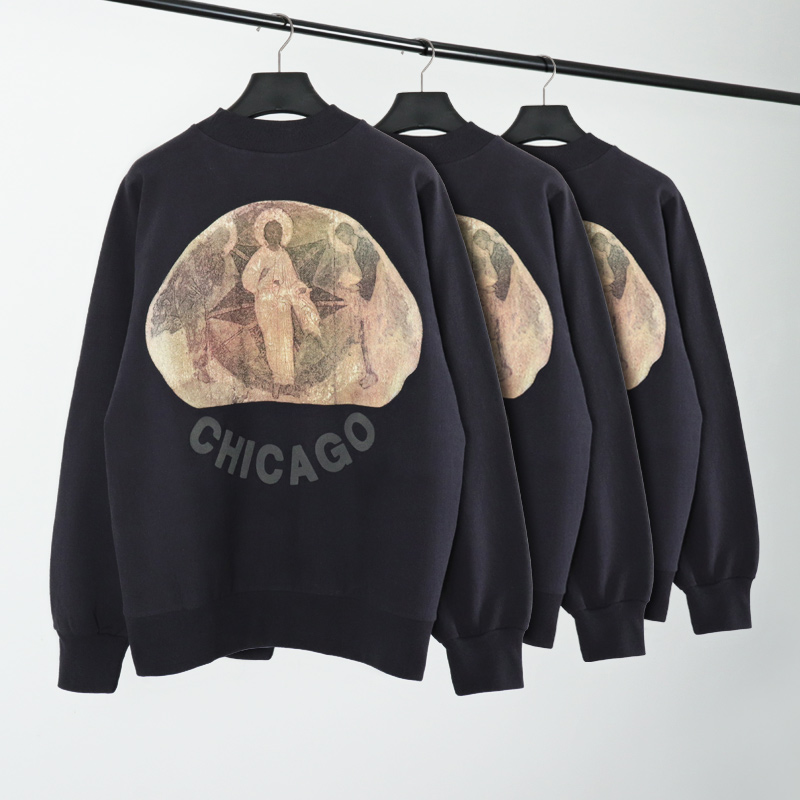 Kanye master Jesus is King three god West oil painting guard long-sleeve foaming male FOG High Street loose