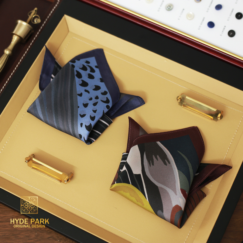 Hyde Park feather original wine red and blue wedding English silk square scarf chest towel mens suit pocket towel