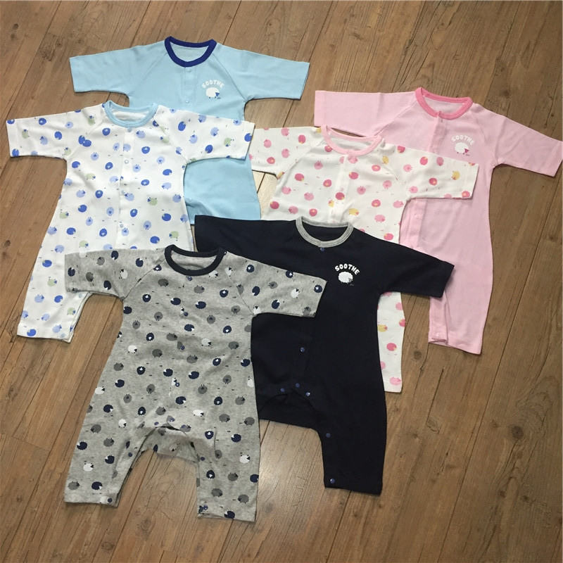 Foreign trade original single baby jumpsuit pure cotton baby ha clothes soft baby jumpsuit crawl coat big fart crawl coat big pp