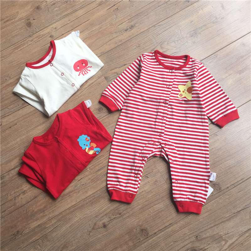 Baby jumpsuit pure cotton men and women Baoha clothing newborn long-sleeved jumpsuit climbing suit spring autumn and winter bag farts crawling clothes