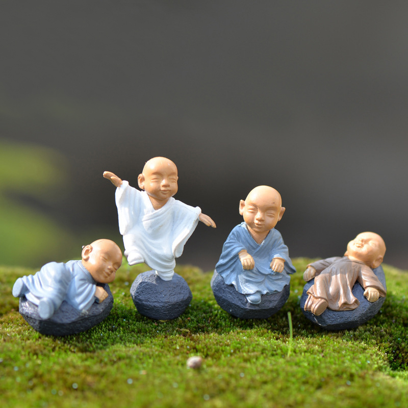 Cartoon small monk moss micro-landscape ecological bottle water tank DIY material meaty plant Zen small ornaments