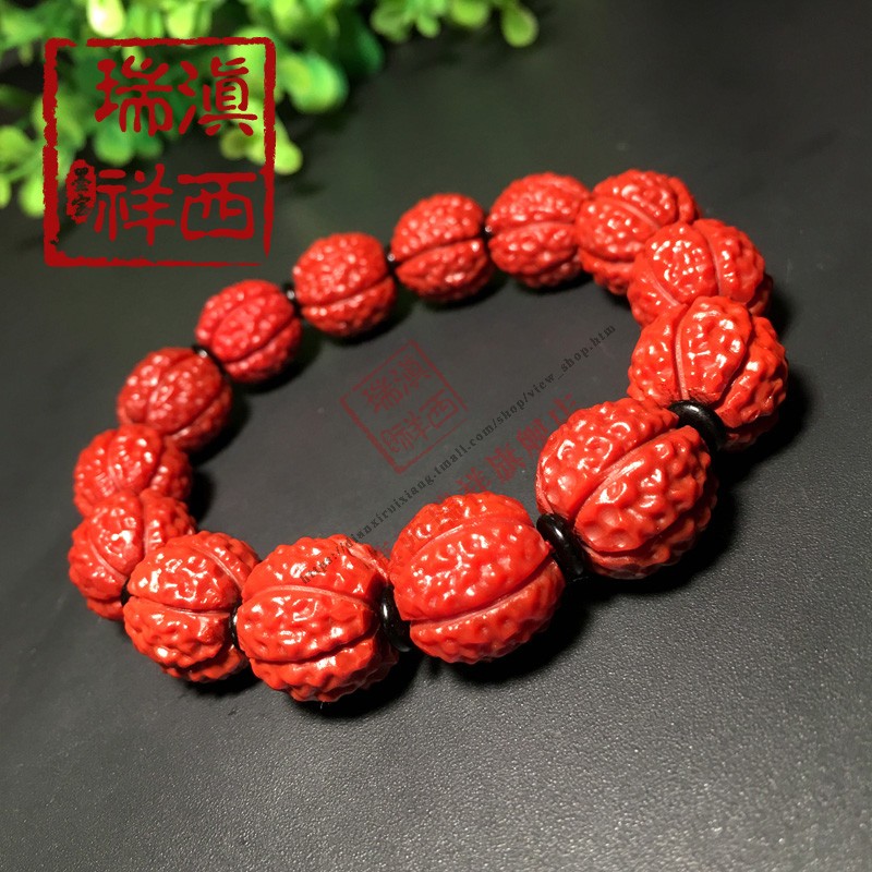 Yu Xi Ruixiang Sichuan Wa southwest red agate fine king kong beads bracelet bracelet hand-chain couple collection
