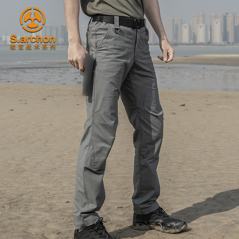 The ruling officer hidden front spring and summer tactical pants outdoor mens body-building elasticity for training pants army fan pants breathable grid trousers