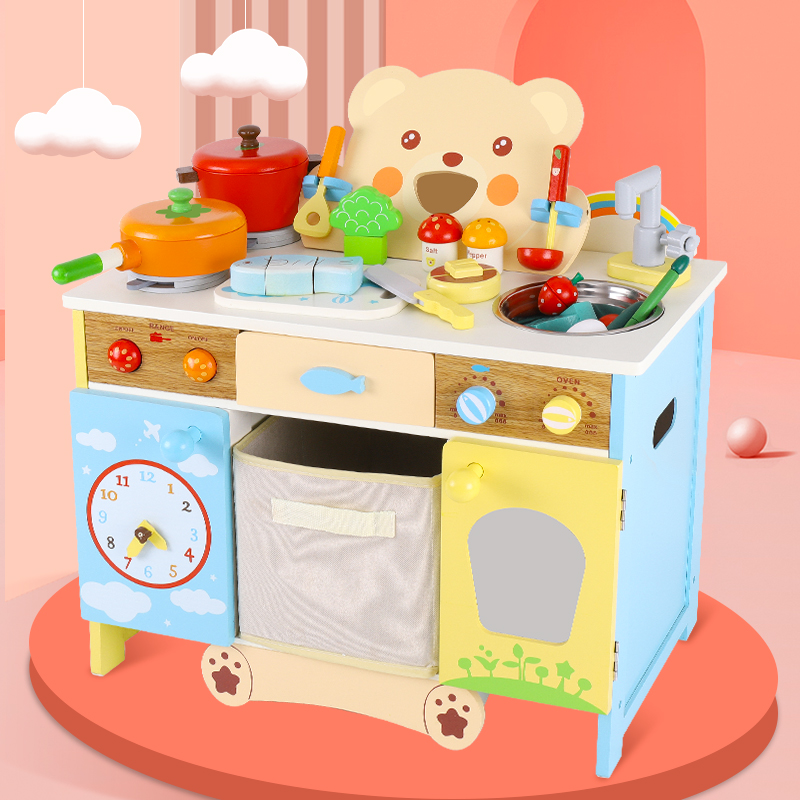 Simulated kitchen past home toy wooden kitchen set cooking stir-fry combination 2-6 male and female birthday gifts