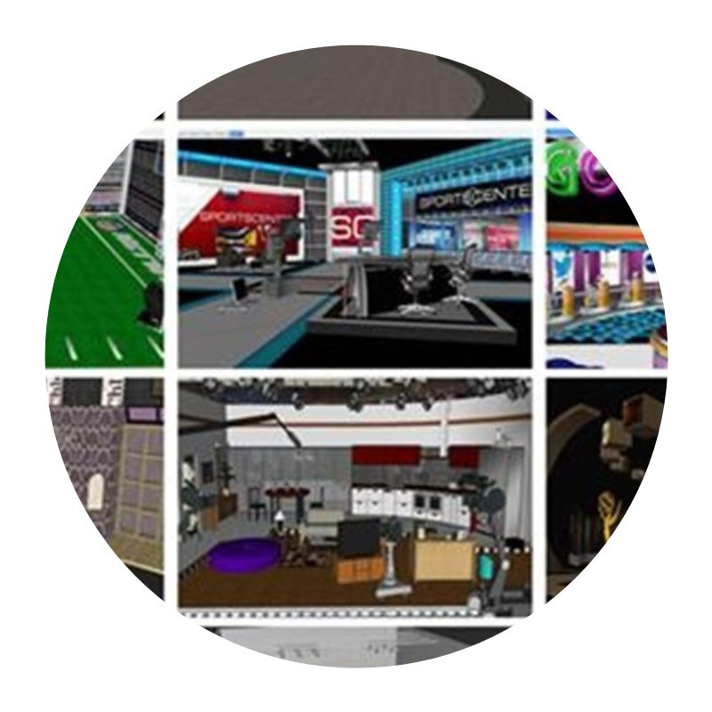 SU Live Room Model Skit Industrial Style Design TV News Room Studio Recording Live Stage