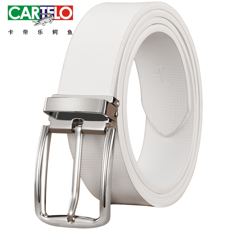 Crocodile white belt male leather needle buckle Korean version of a hundred leather belt male young students casual pants belt tide