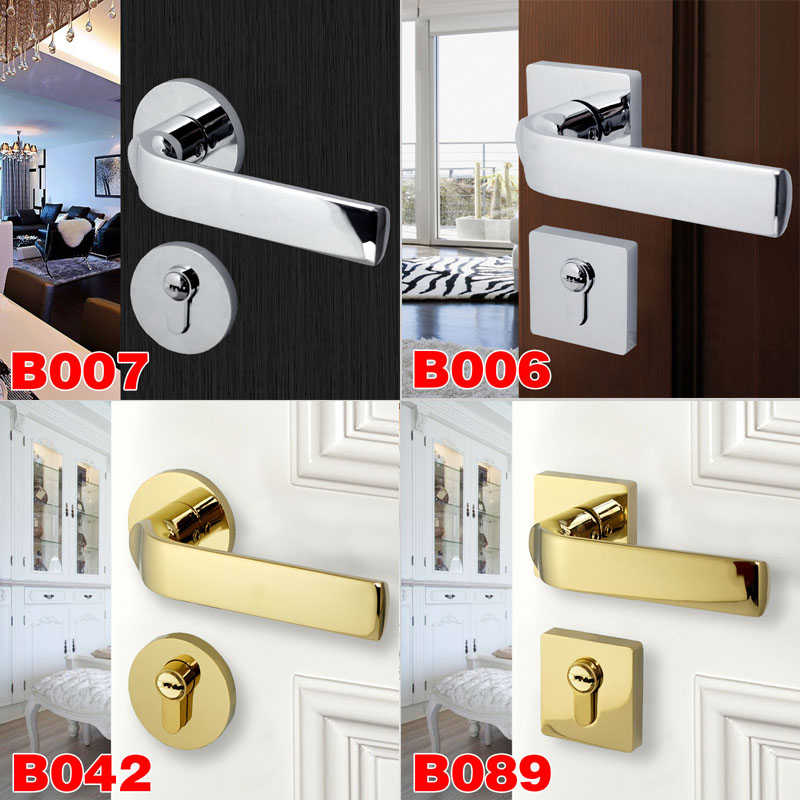 Bedroom solid wood door lock Nordic indoor simple PVD gold silent American split lock magnetic suction door lock