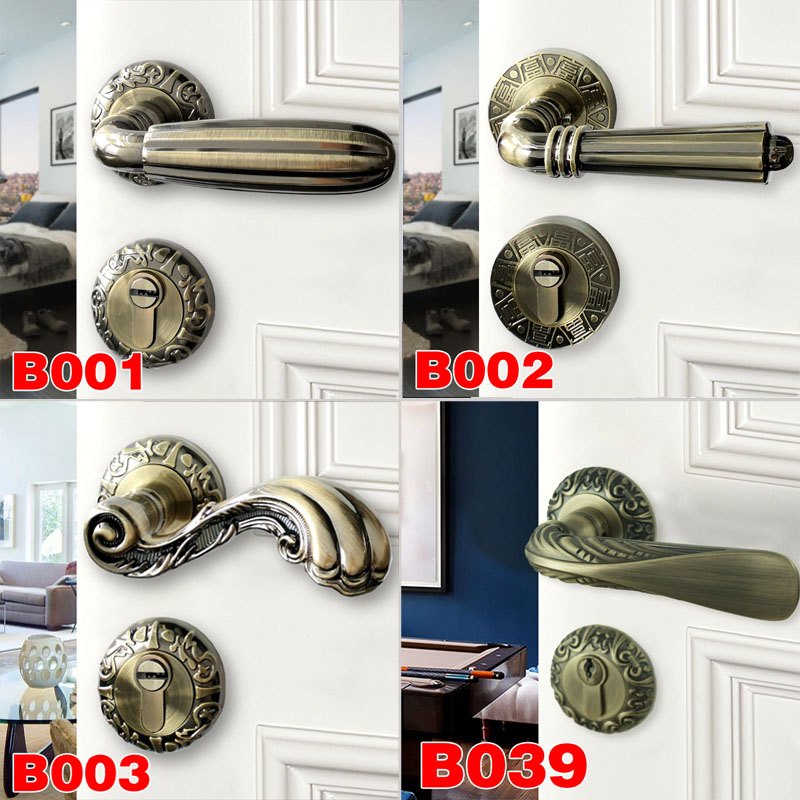 Qinggu copper door lock magnetic suction door lock simple American silent door lock European room lock solid wood door bedroom lock