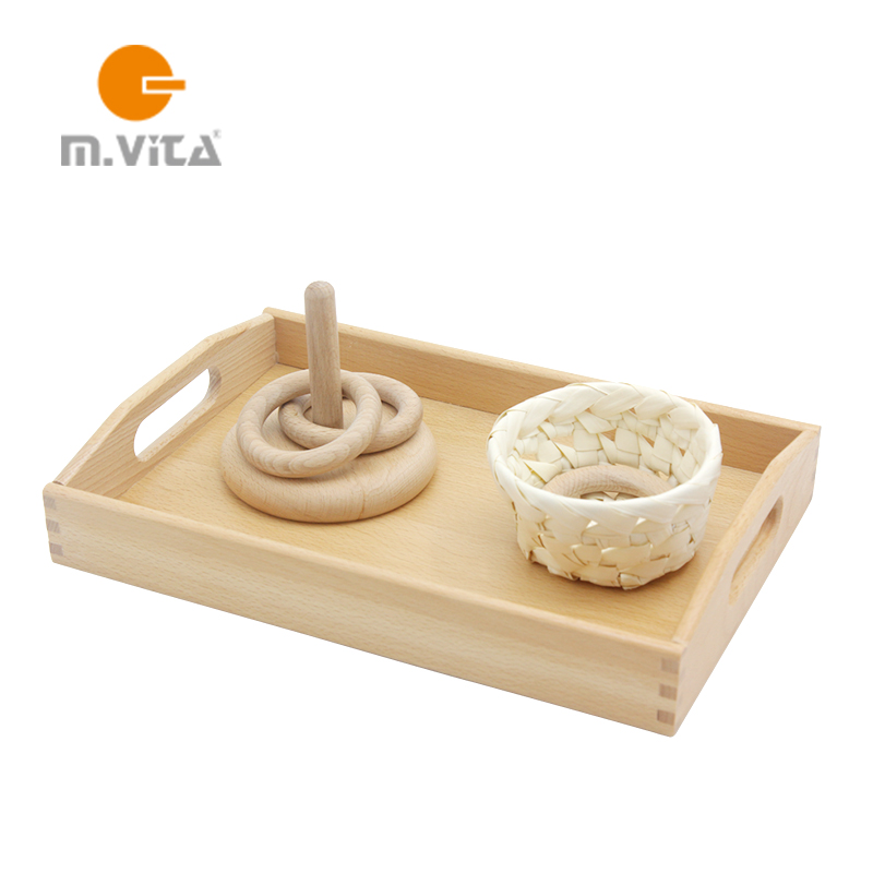 Monson education Montessori sensory toy tray bottom sitting birch ring work teaching children intellectual puzzle
