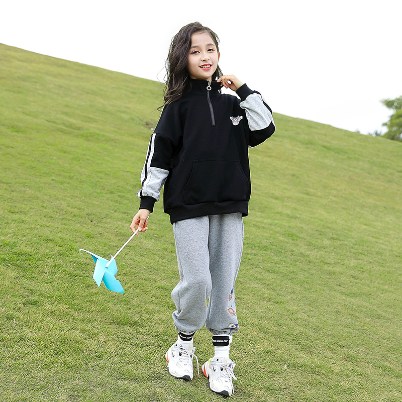 Girls Spring Wear Net Red Sports Kit 2021 New Yang qi Middle Childrens Childrens Wear Girl Spring and Autumn Clothes