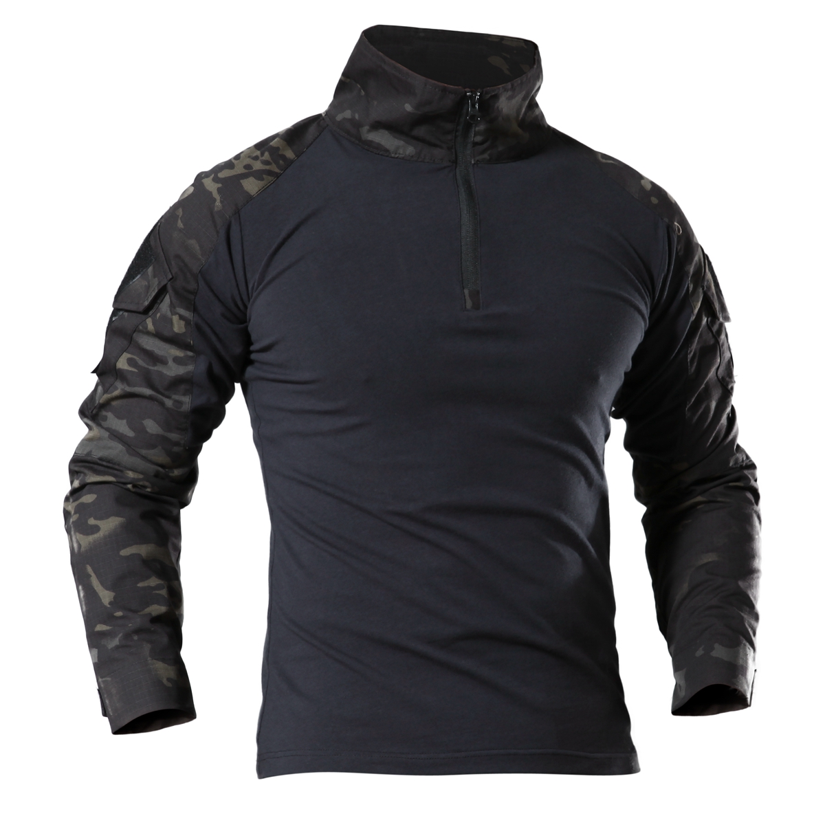 Outdoor camouflage long-sleeved t-shirt mens spring and autumn collar fast dry breathable tight elastic frog suit
