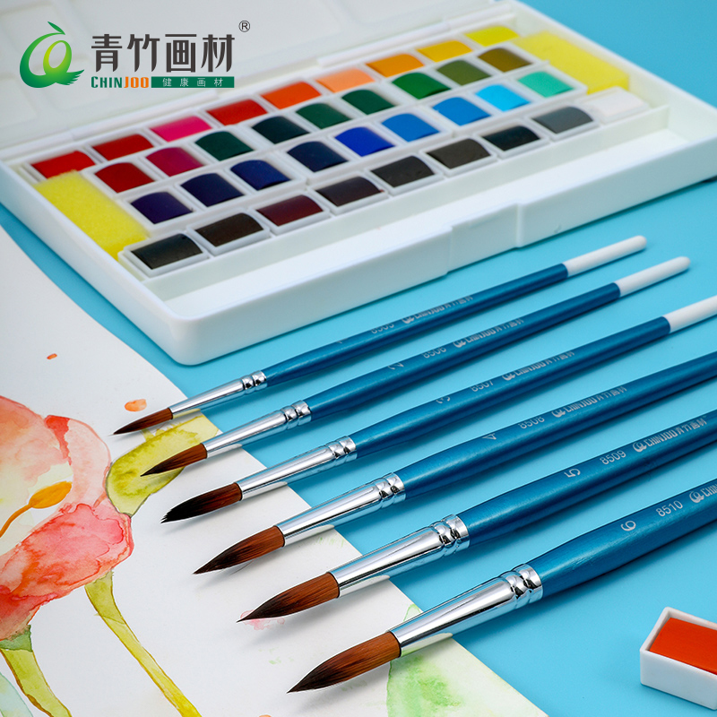 Watercolor brush watercolor brush set watercolor brush lining brush watercolor brush watercolor brush hand-painted art special childrens art brush Green bamboo brush