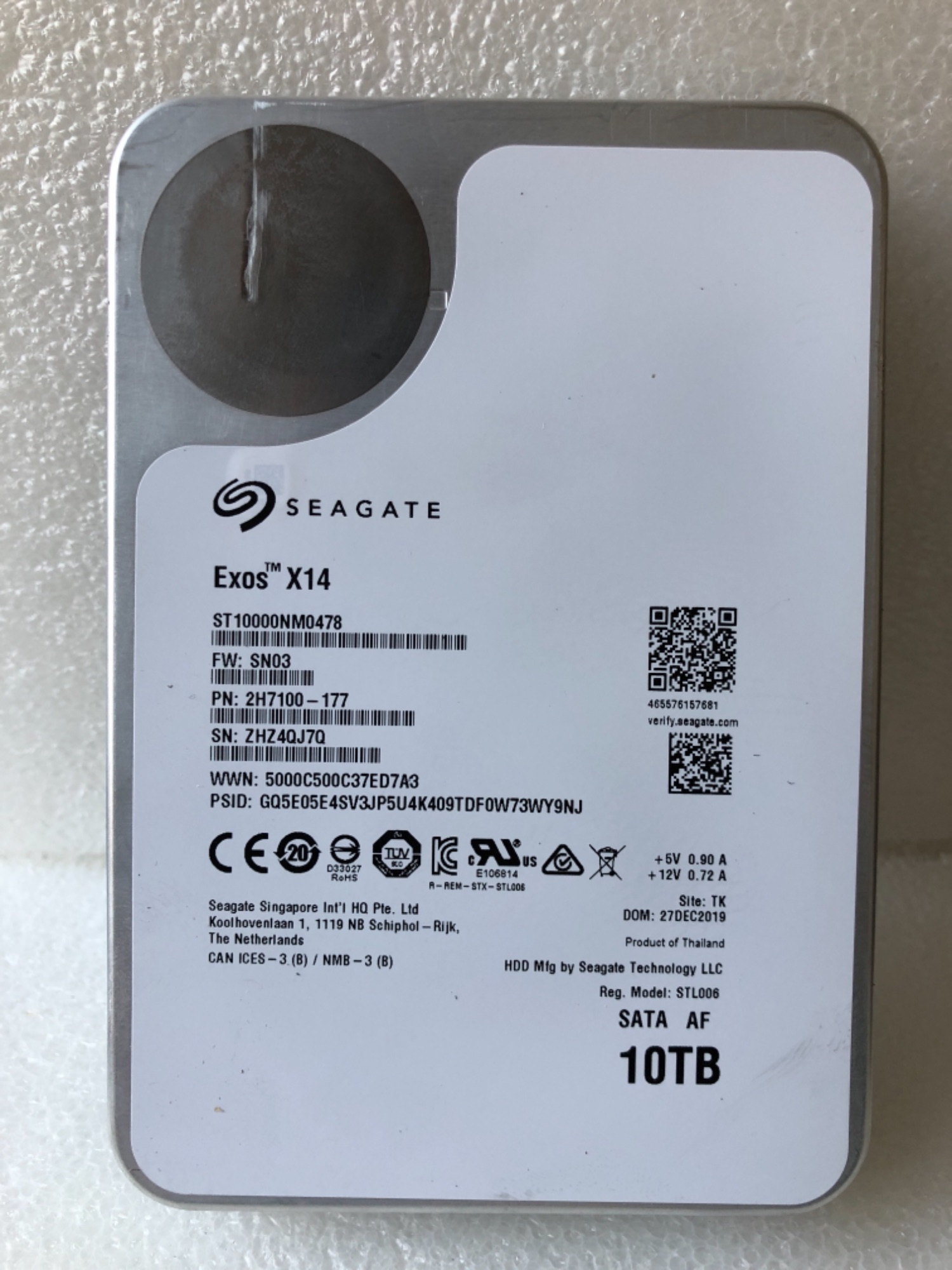 Exos X14 ST10000NM0478 10TB SATA Helium 3.5 inch mechanical hard drive